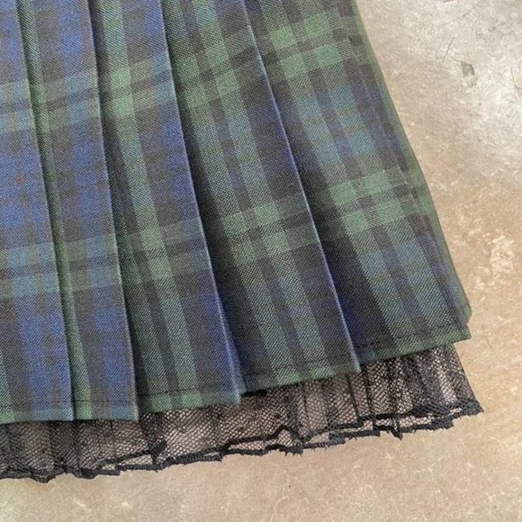 COOL WEAR PLAID & LACE SCHOOL GIRL PLEATED MINI SKIRT - Picture 2 of 7